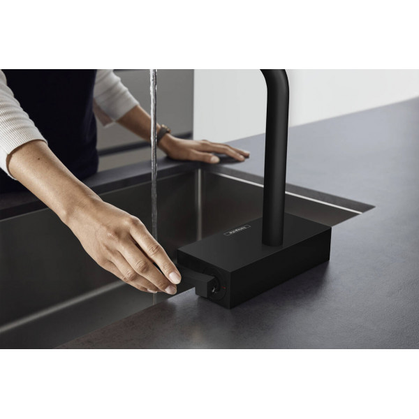 Змішувач Aquno Select M81 250 2jet кухонний з витяжним виливом (73836670), Black Matt