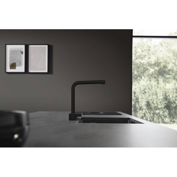 Змішувач Aquno Select M81 250 2jet кухонний з витяжним виливом (73836670), Black Matt