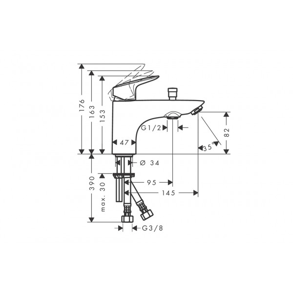 Смеситель Logis врезной на край ванны на 1 отверстие Monotrou 2 Flow, Matt Black (71315670)