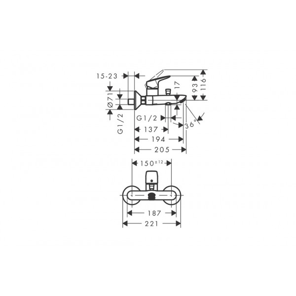 Смеситель Logis для ванны, Matt Black (71400670)