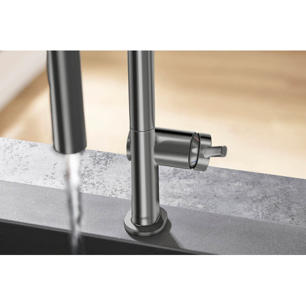 Смеситель Hansgrohe Talis 210 2jet кухонный с выдвижным изливом Sbox, черный хром шлифованный (72801340)