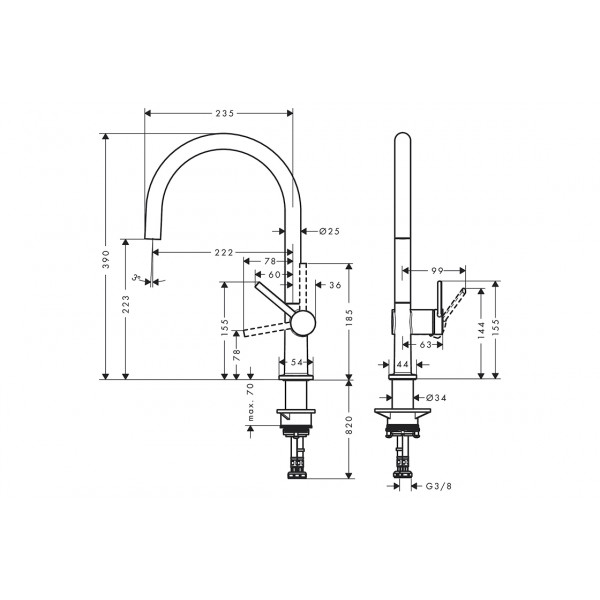 Смеситель Hansgrohe Talis 220 кухонный, черный хром шлифованный (72804340)
