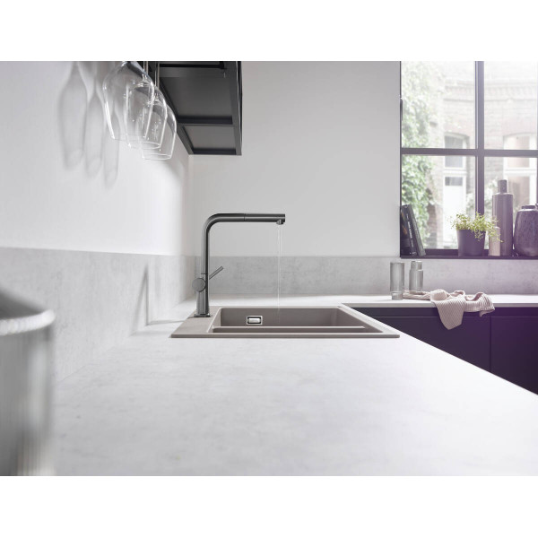 Смеситель Hansgrohe Talis 270 1jet кухонный с выдвижным изливом Sbox, черный хром шлифованный (72809340)