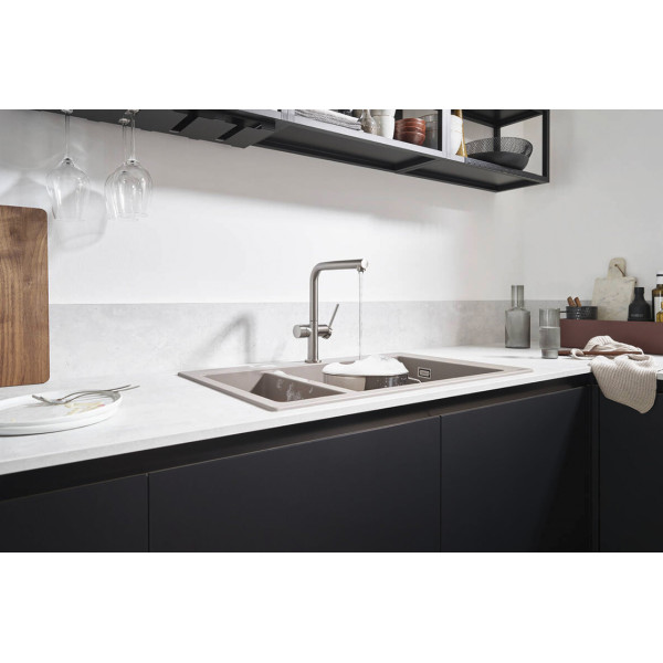 Смеситель Hansgrohe Talis 270 кухонный с запорным клапаном, нержавеющая сталь (72827800)