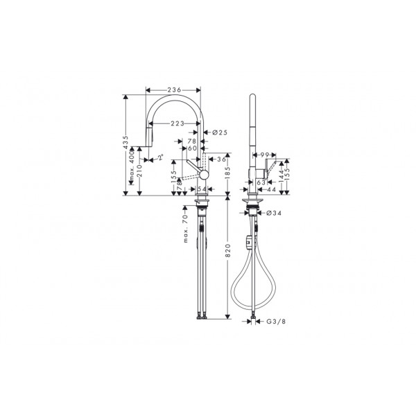 Смеситель Hansgrohe Talis M54 210 2jet кухонный ECO с выдвижным изливом, черный матовый (72842670)