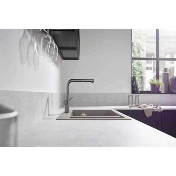 Смеситель Hansgrohe Talis M54 270 1jet кухонный с выдвижным изливом, черный хром шлифованный (72808340)