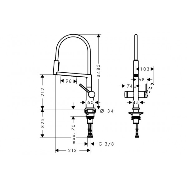Змішувач Hansgrohe Talis M54 PowderSpray 210 3jet Semi-Pro кухонний, чорний хром шліфований (72861340)