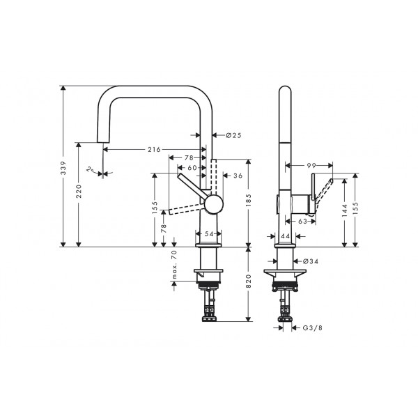 Смеситель Hansgrohe Talis M54 U 220 кухонный, черный хром шлифованный (72806340)