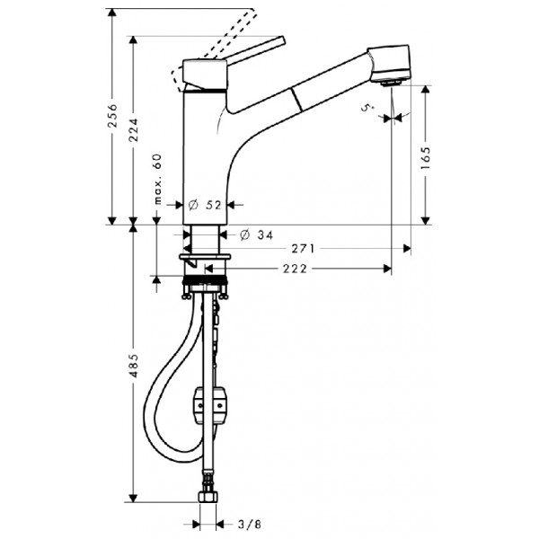 Смеситель Hansgrohe Talis S для кухни с выдвижным душем, хром (32841000)