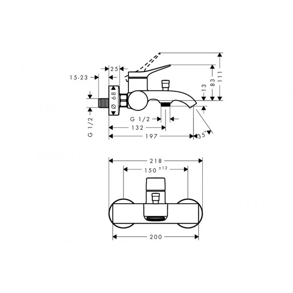 Смеситель Hansgrohe Vivenis для ванны Original, черный хром шлифованный (75423340)