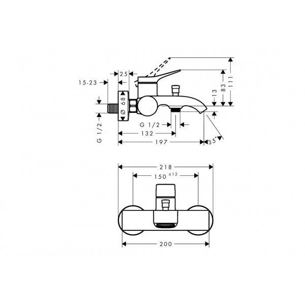 Смеситель Hansgrohe Vivenis для ванны Original., хром (75423000)