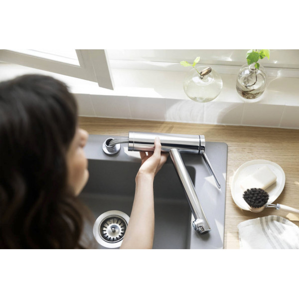 Смеситель Hansgrohe Zesis M33 160 1jet кухонный установка перед окном, хром (74805000)