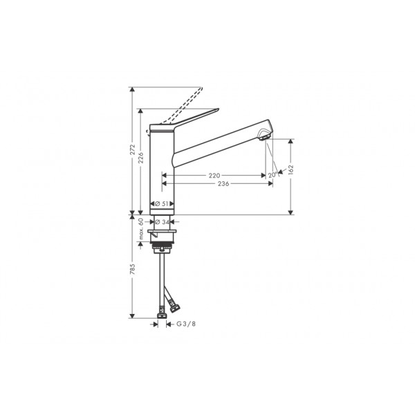 Смеситель Hansgrohe Zesis M33 160 1jet кухонный установка перед окном, хром (74805000)