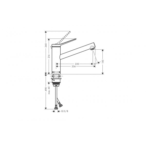 Смеситель Hansgrohe Zesis M33 150 1jet кухонный ECO, хром (74811000)