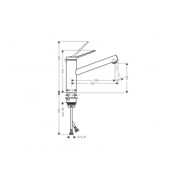 Смеситель Hansgrohe Zesis M33 150 1jet кухонный, хром (74802000)