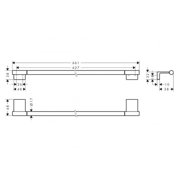 Держатель для полотенец Полотенцедержатель 66,1 см Hansgrohe AddStoris S, белый матовый (41767700)