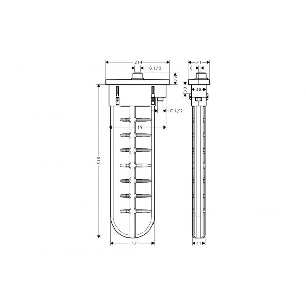 Шланг для лейки Hansgrohe SBox Oval 145 мм врезной в борт ванны, белый матовый (28020700)