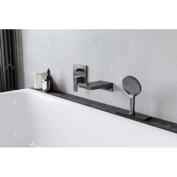 Шланг для лейки Hansgrohe SBox Square 1,45 м встроенный в бортик ванны, черный хром шлифованный (28010340)
