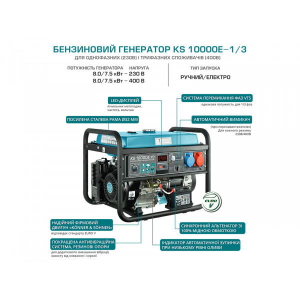 Бензиновий генератор Бензиновий генератор Könner & Söhnen KS 10000E 1/3