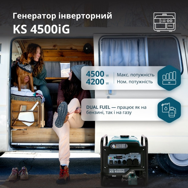 Комбинированный генератор Газобензиновый инверторный генератор Könner & Söhnen KS 4500iG