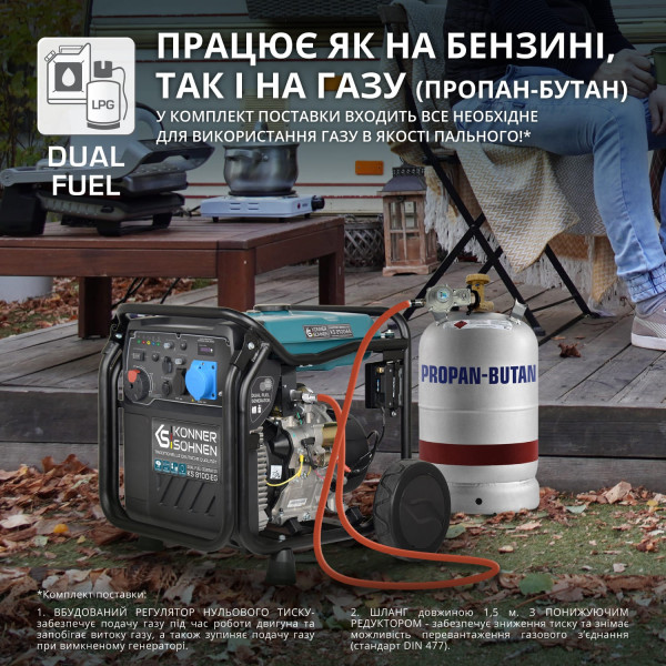 Комбинированный генератор Газобензиновый инверторный генератор Könner & Söhnen KS 8100iEG 1/3
