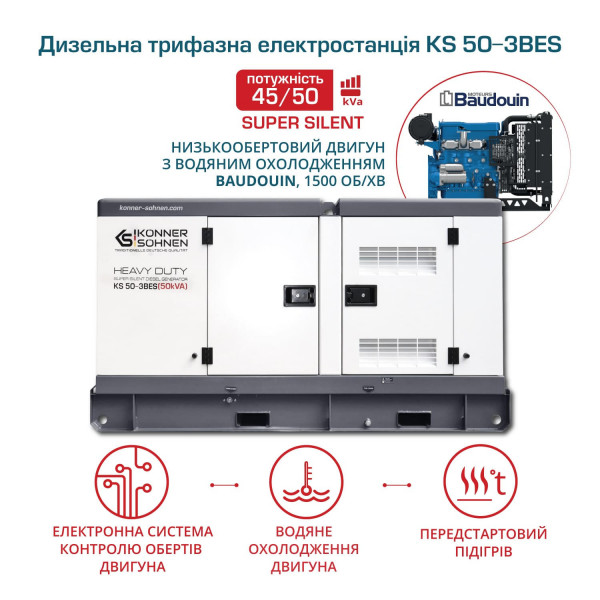 Дизельний генератор Дизельний генератор Könner & Söhnen KS 50-3BES