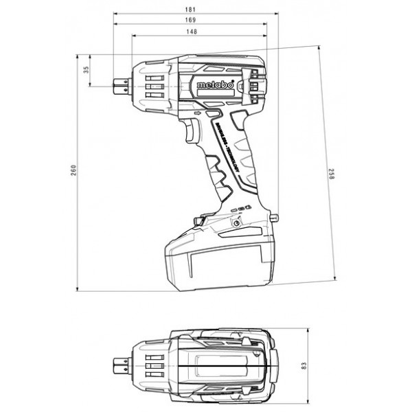 Шуруповерт Аккумуляторный ударный гайковерт Metabo SSW 18 LTX 400 BL