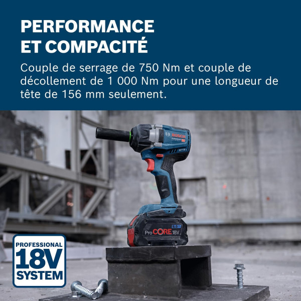 Шуруповерт Аккумуляторный ударный гайковерт Bosch Professional GDS 18V-750C