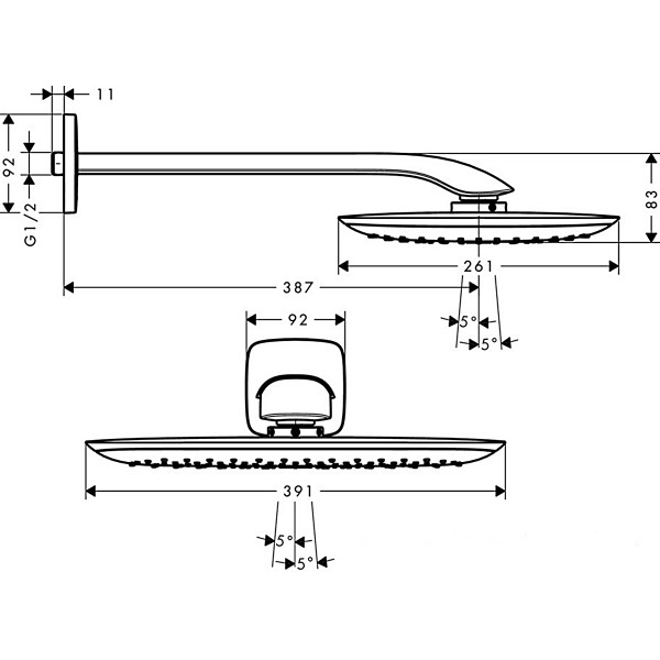 Верхній душ Hansgrohe Pura Vida 400 з тримачем хром (27437000)