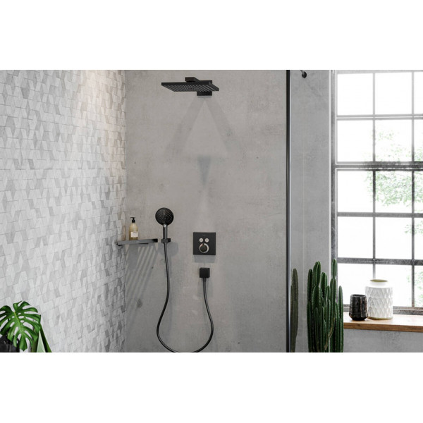 Верхній душ Hansgrohe Raindance Select E 300 1jet Air з тримачем 390 мм чорний хром (26238340)