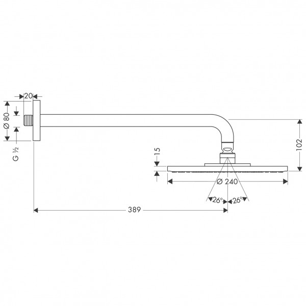 Верхний душ Hansgrohe Raindance S 240 Showerpipe 1jet с держателем хром (27474000)