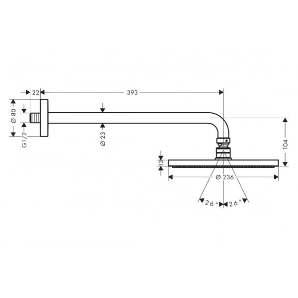 Верхній душ Hansgrohe Raindance S 240 Showerpipe PowderRain 1jetP з тримачем нержавіюча сталь (27607800)