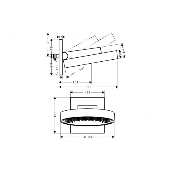 Верхній душ Hansgrohe Rainfinity 250 1jet з тримачем хром (26226000)