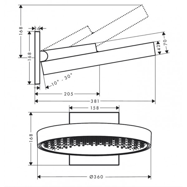 Верхній душ Hansgrohe Rainfinity 360 1jet з тримачем хром (26230000)