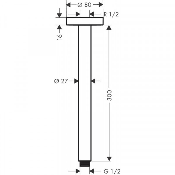 Стельовий кронштейн для верхнього душу Hansgrohe S 300 мм чорний (27389670)