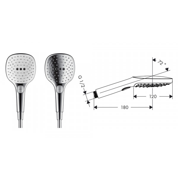 Ручной душ Raindance Select E 120 3jet, White/Chrome (26520400)