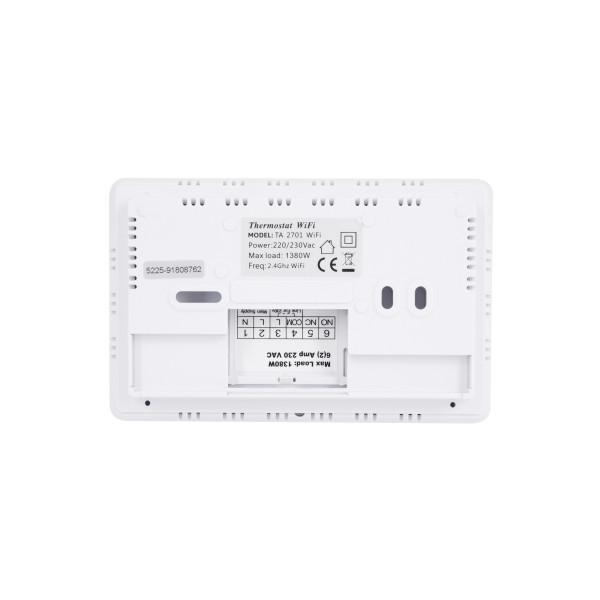 Тижневий програмований термостат Thermo Alliance ТА-2701WiFi сенсорний з WiFi