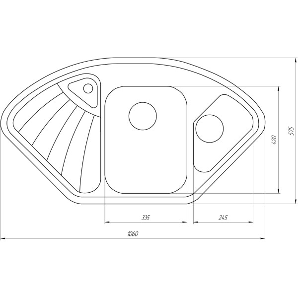 Гранітна мийка Globus Lux AVERNO сірий металік 1060x575мм-А0003