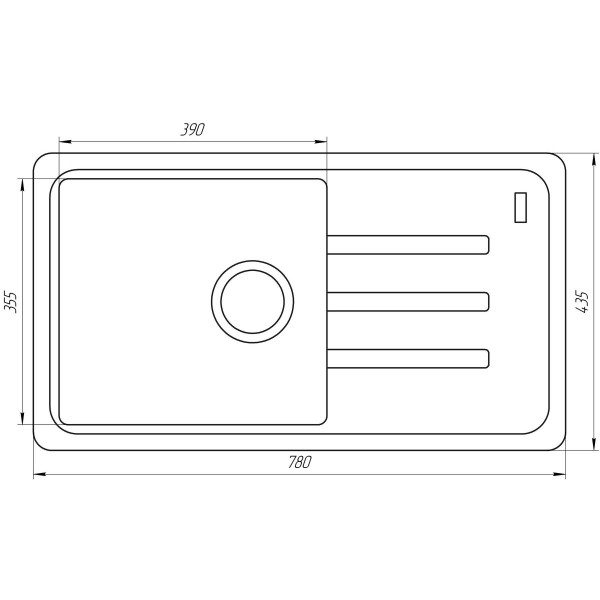 Гранітна мийка Globus Lux LUGANO графіт 780x435мм-А0001