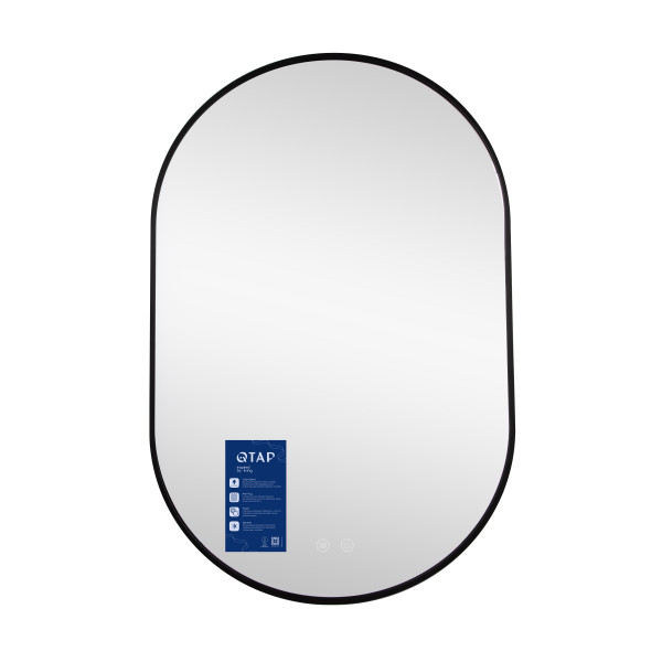 Зеркало Qtap Scorpio (SC1) с LED-подсветкой Touch, с антизапотеванием, с диммером, рег. темп. цвета (3000-6500K) Black QTSC600900