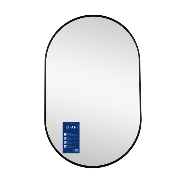 Зеркало Qtap Scorpio (SC1) с LED-подсветкой Touch, с антизапотеванием, с диммером, рег. темп. цвета (3000-6500K) Black QTSC500800