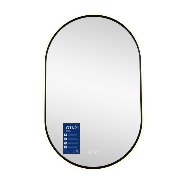 Зеркало Qtap Scorpio (SC1) с LED-подсветкой Touch, с антизапотеванием, с диммером, рег. темп. цвета (3000-6500K) Black QTSC500800