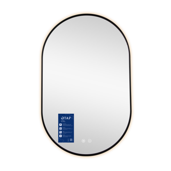 Зеркало Qtap Scorpio (SC1) с LED-подсветкой Touch, с антизапотеванием, с диммером, рег. темп. цвета (3000-6500K) Black QTSC500800
