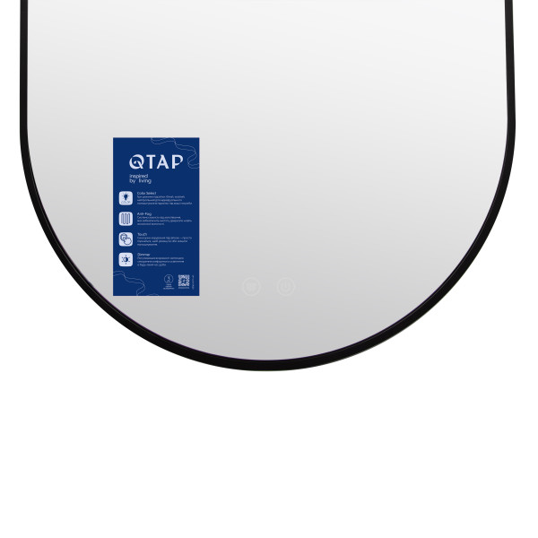 Зеркало Qtap Scorpio (SC1) с LED-подсветкой Touch, с антизапотеванием, с диммером, рег. темп. цвета (3000-6500K) Black QTSC500800