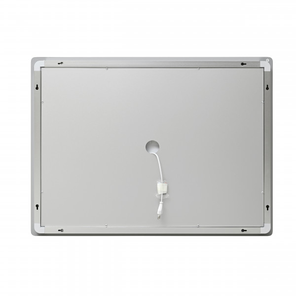 Дзеркало Lidz Kubis (KU2) 1000х800 з годинником, з LED-підсвічуванням Touch, з антизапотіванням, з димером, рег. яскравості LDKU1000800CL49282