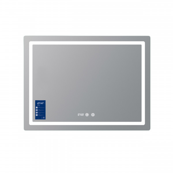 Зеркало Qtap Mideya (MI2) 1000х800 с часами, с LED-подсветкой Touch, с антизапотеванием, диммером, рег. яркости QTMID100080049266