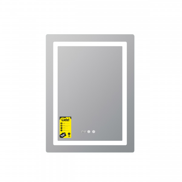 Дзеркало Lidz Kubis (KU2) 600х800 з годинником, з LED-підсвічуванням Touch, з антизапотіванням, з димером, рег. яскравості LDKU600800CL49280