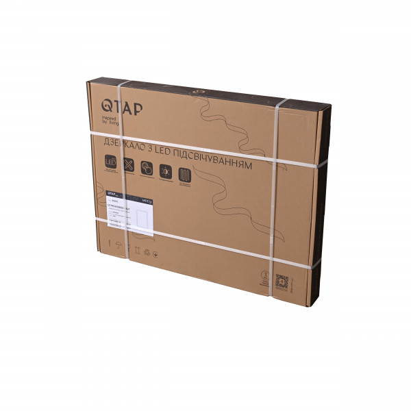 Дзеркало Lidz Kubis (KU2) 600х800 з годинником, з LED-підсвічуванням Touch, з антизапотіванням, з димером, рег. яскравості LDKU600800CL49280