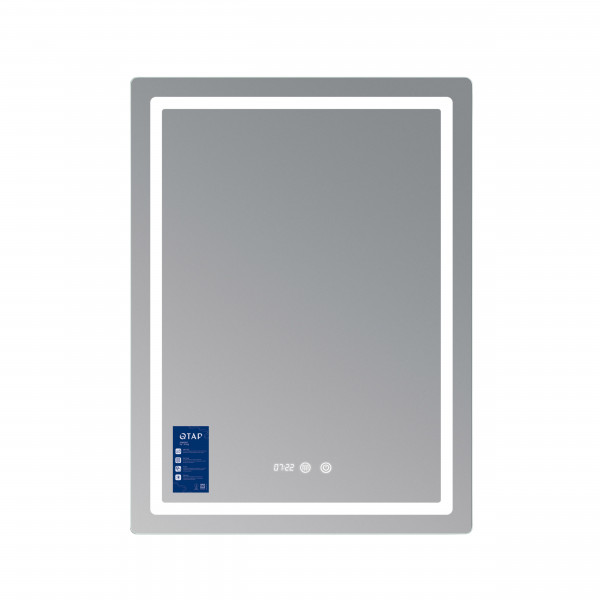 Зеркало Qtap Mideya (MI2) 600х800 с часами, с LED-подсветкой Touch, с антизапотеванием, диммером, рег. яркости QTMID60080049627