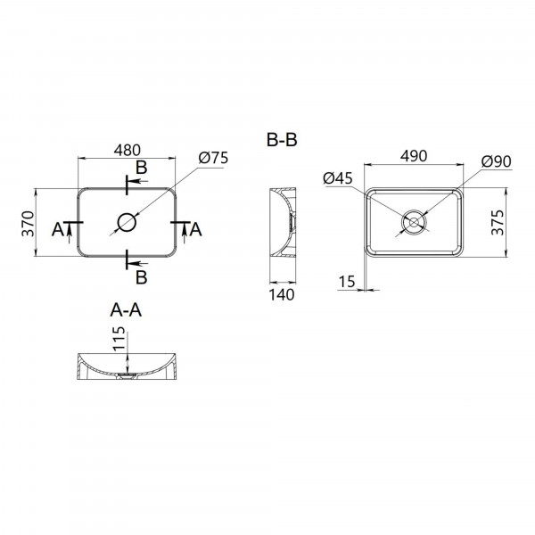 Раковина для ванной Раковина-чаша Qtap Tern 480х370х135 White QT17116069W